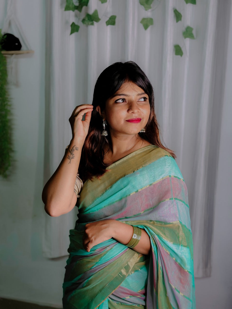 Multicolour Mul Cotton Saree – Soft Lightweight Daily Wear Saree for Women