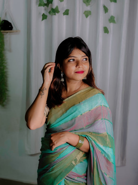 Multicolour Mul Cotton Saree – Soft Lightweight Daily Wear Saree for Women