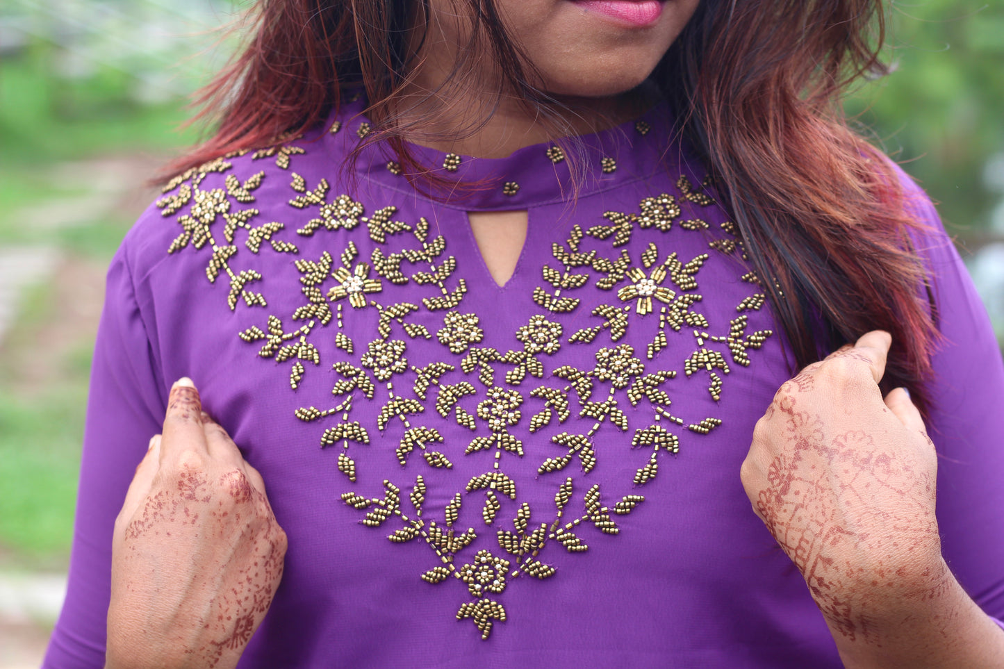 Women’s A-Line Kurti with Heavy Handwork – Elegant Purple Ethnic Kurti
