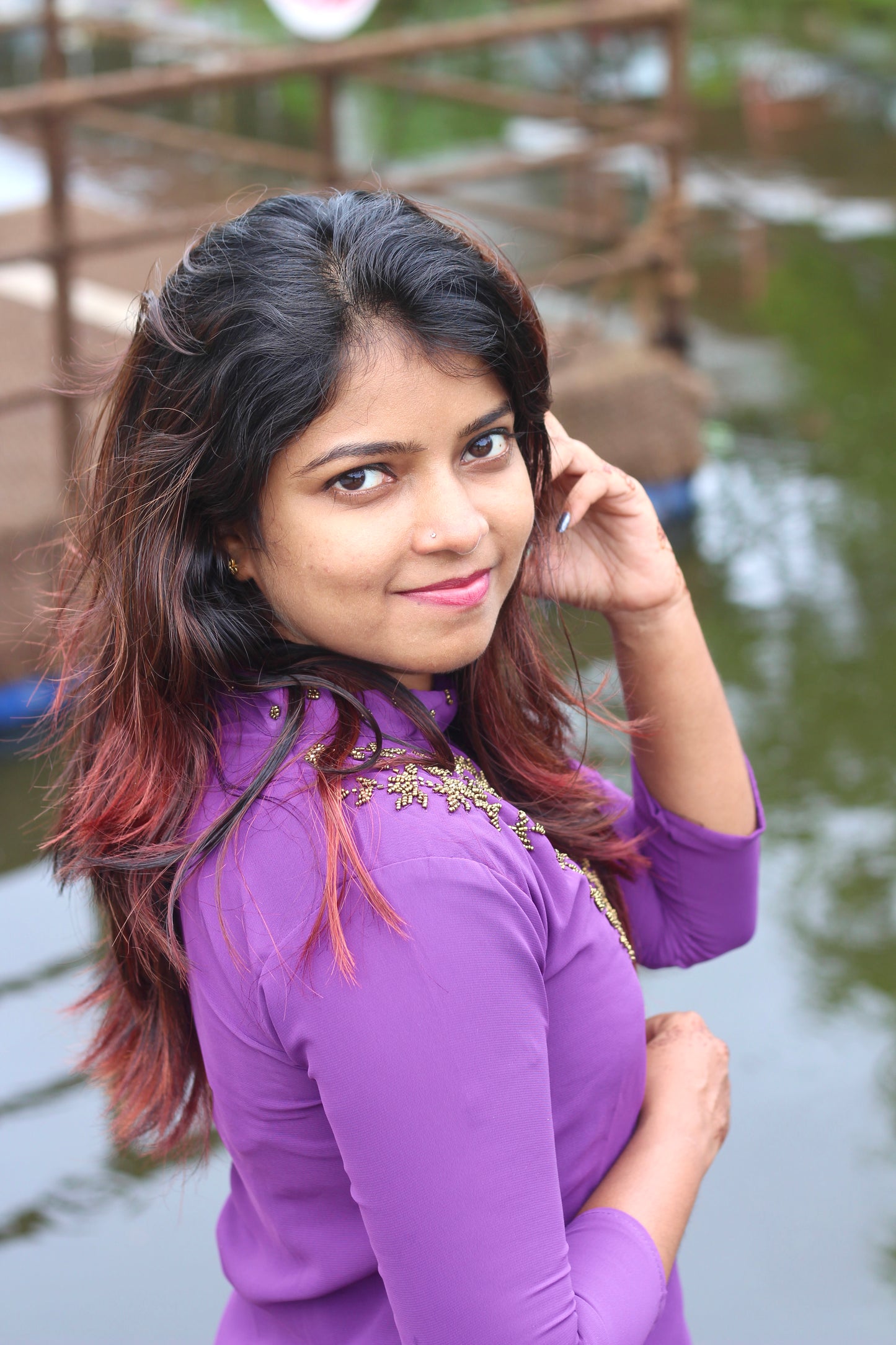 Women’s A-Line Kurti with Heavy Handwork – Elegant Purple Ethnic Kurti