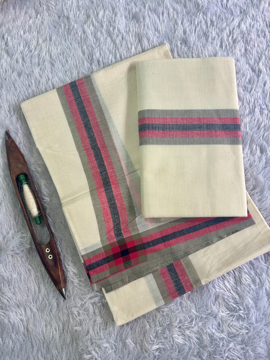 Multicolour Cotton Set Mundu