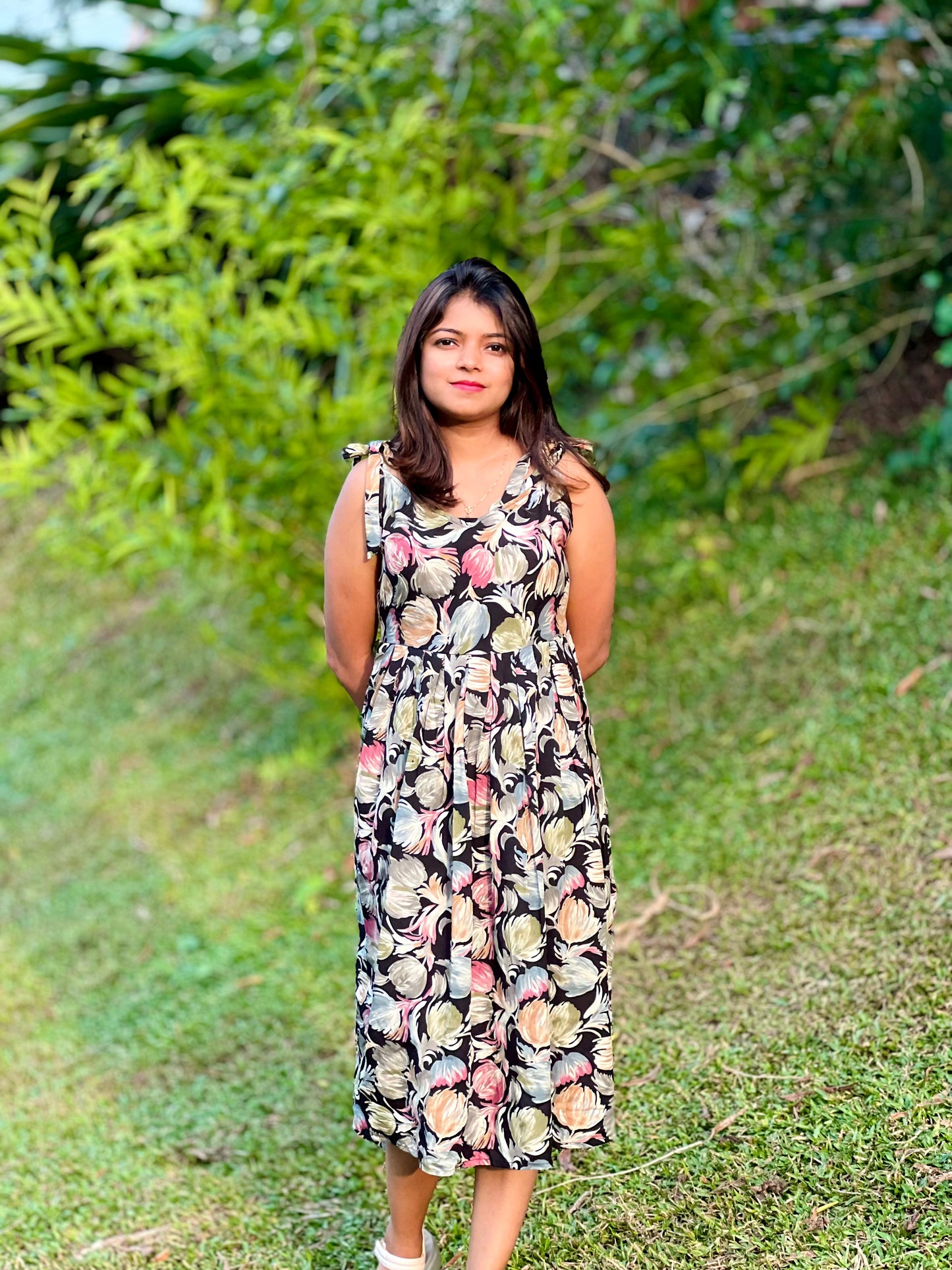 Floral Tie-Strap Maxi Dress