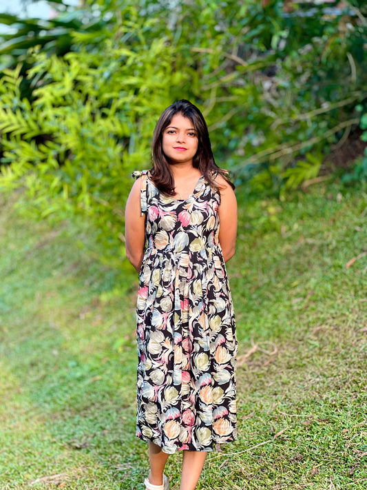 Floral Tie-Strap Maxi Dress