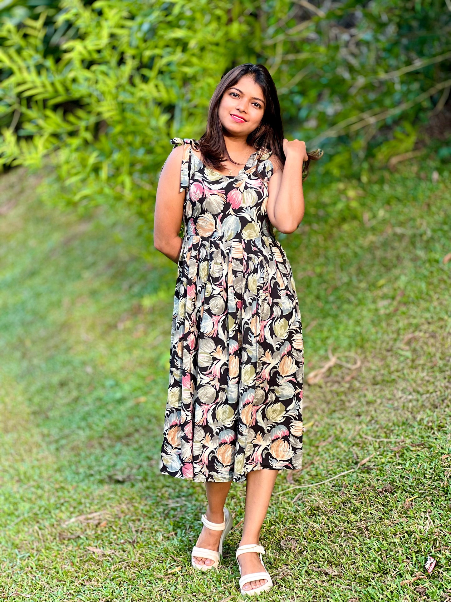 Floral Tie-Strap Maxi Dress