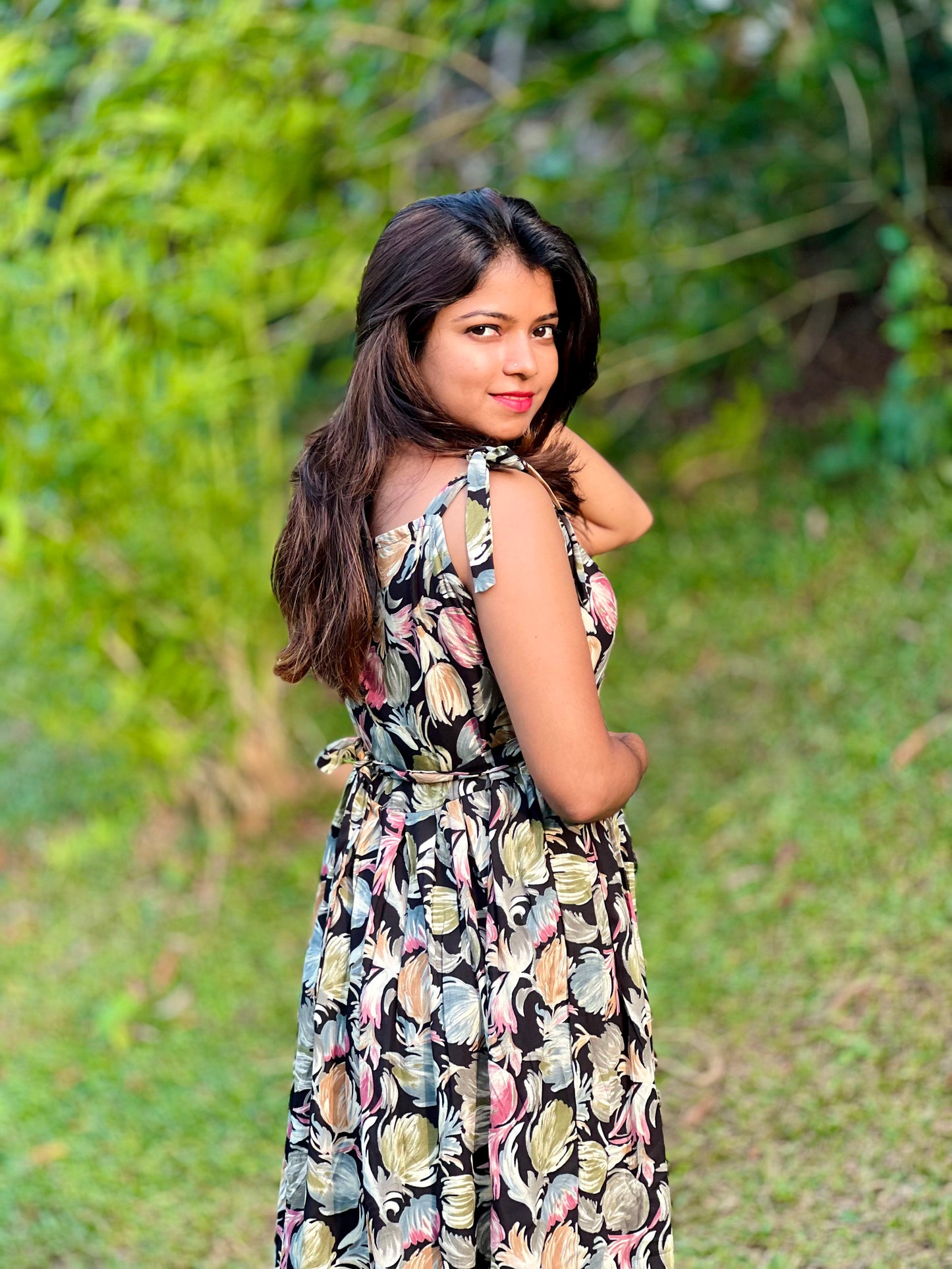 Floral Tie-Strap Maxi Dress