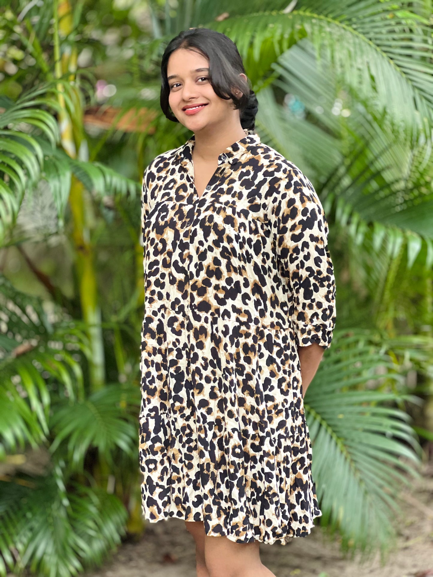Animal printed shirt dress Price 699