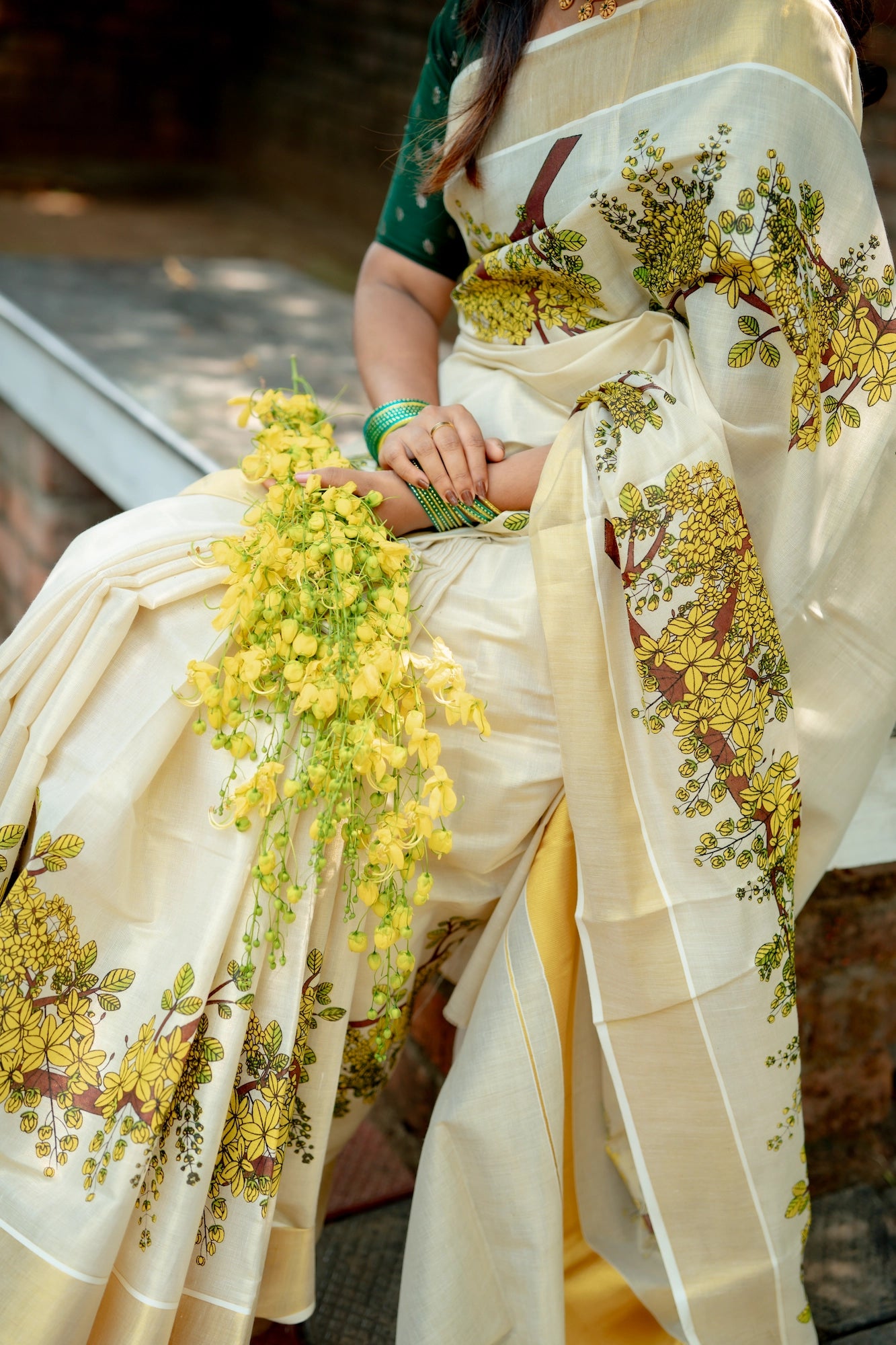 Kanikkonna Printed Tissue Saree