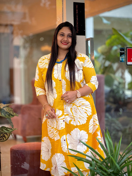 Women’s Floral Printed Cotton Cord Set with Pocket – Stylish Daily Wear (3XL)
