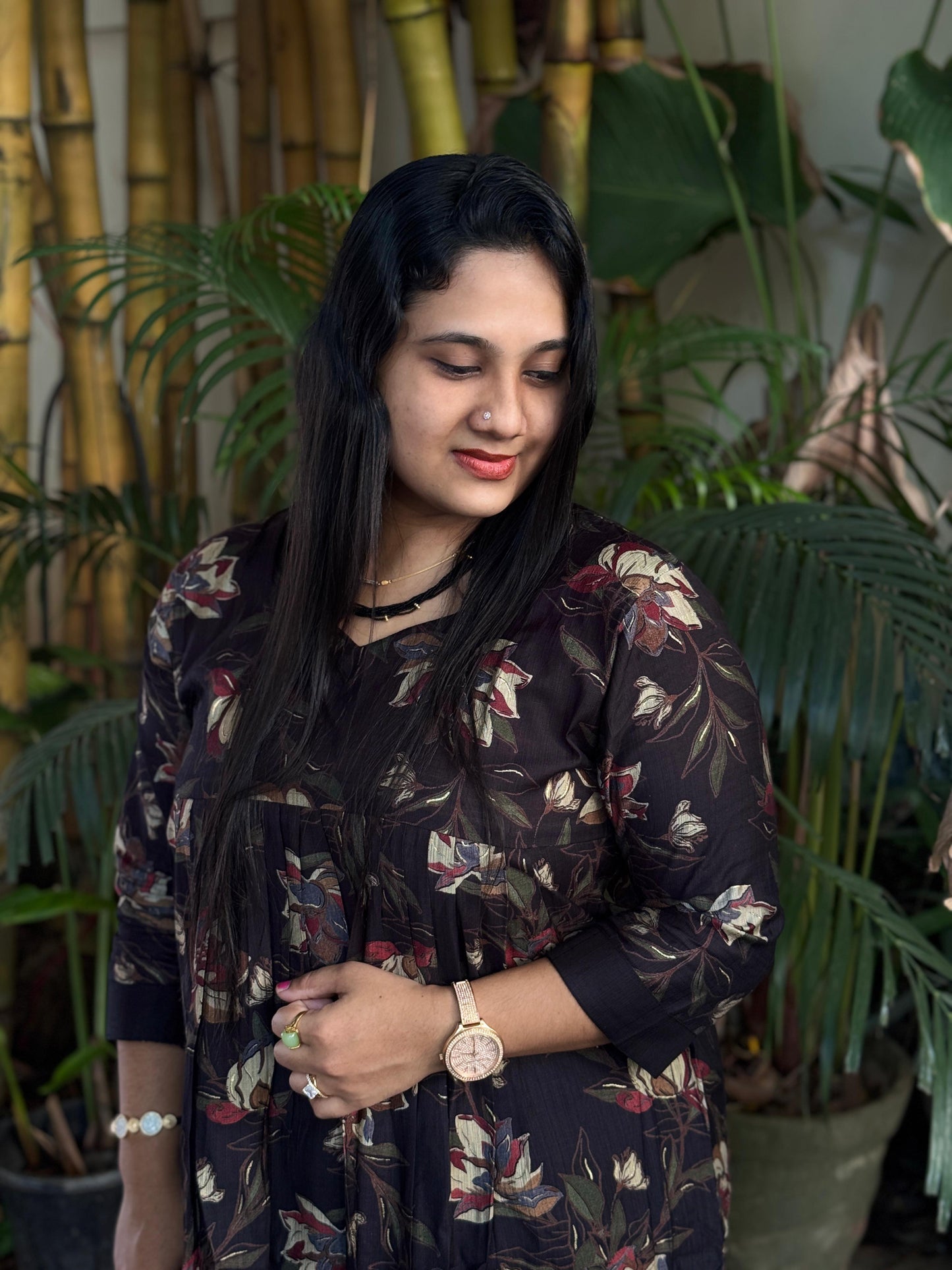 Women’s Black Printed 2 Piece Set – Stylish Plus Size Ethnic Wear (XL–3XL)