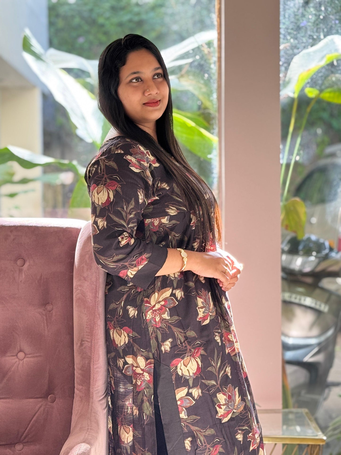 Women’s Black Printed 2 Piece Set – Stylish Plus Size Ethnic Wear (XL–3XL)
