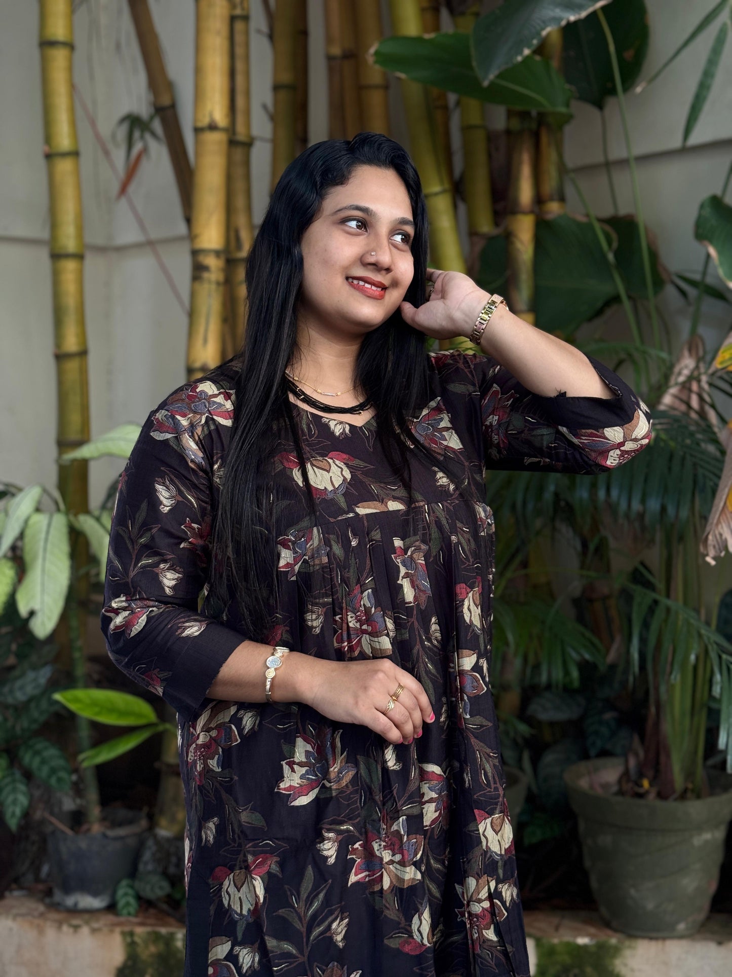 Women’s Black Printed 2 Piece Set – Stylish Plus Size Ethnic Wear (XL–3XL)